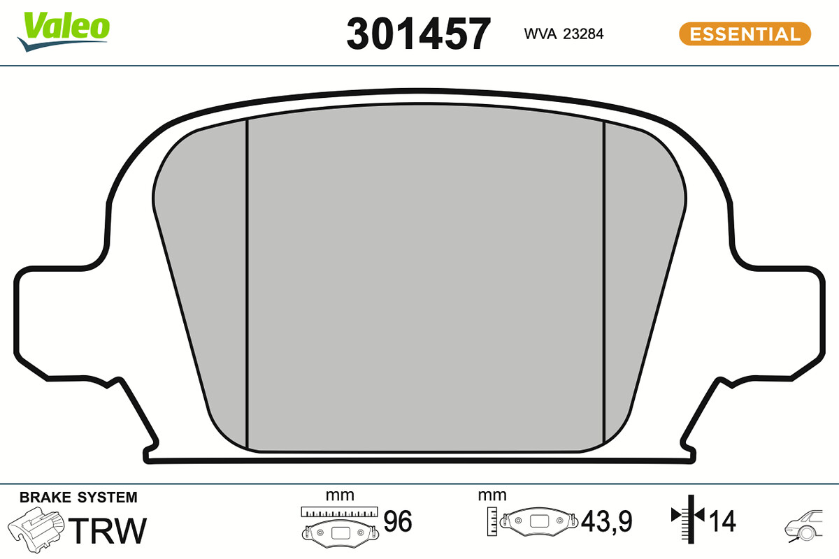 Jeu de 4 plaquettes de frein VALEO 301457